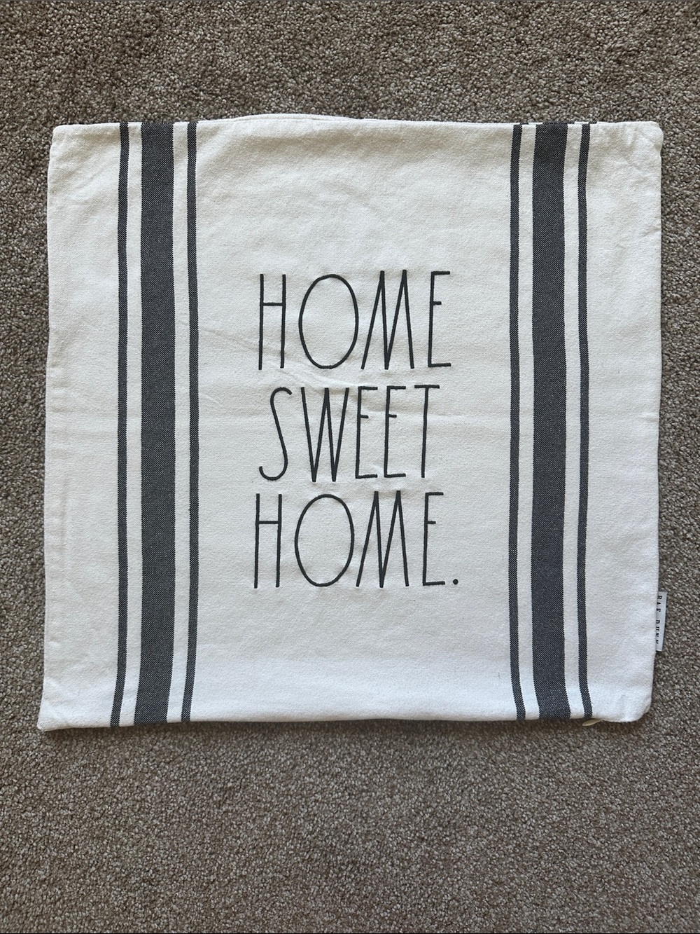 Rae Dunn Home Sweet Home Throw Pillow Cover Ivory Black Stripe 20x20